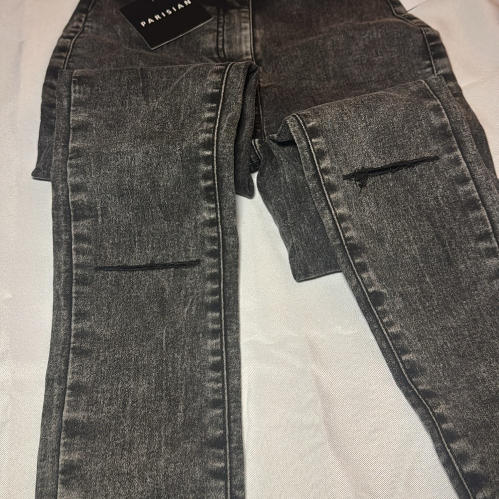 Womens Parisian Dark Grey Acid High Waisted Skinny Jeggins
